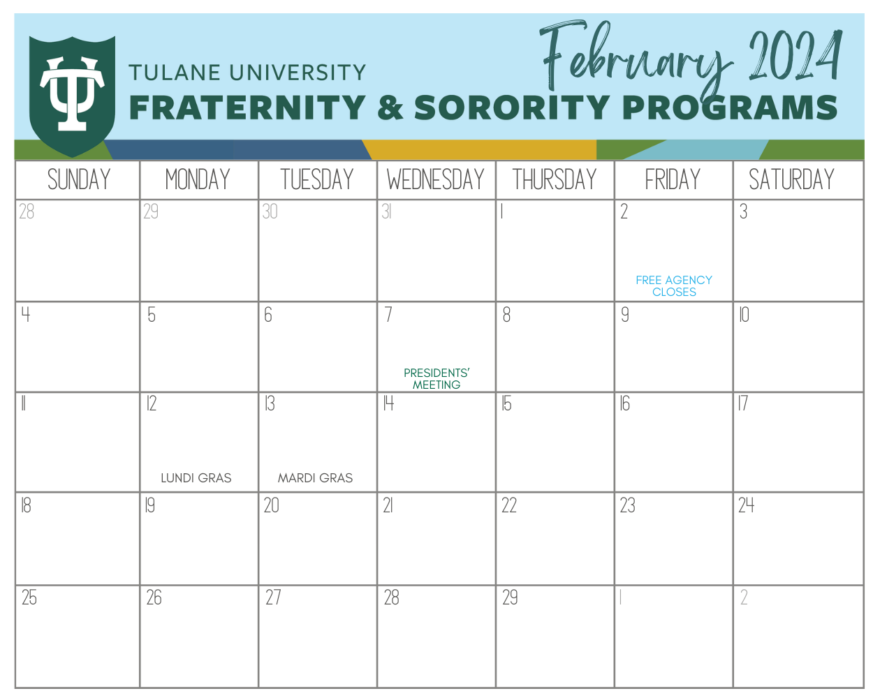 OFSP Calendar tulane